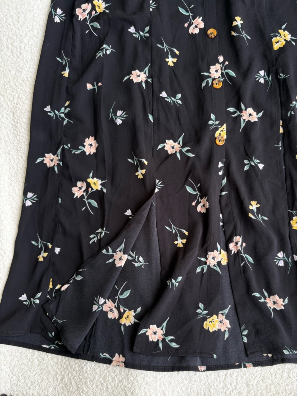 H&M Button Front Black Floral Midi Dress - Picture 4 of 9